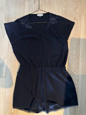 SUNCOO Navy Blue Short-Sleeve Romper Jumpsuit